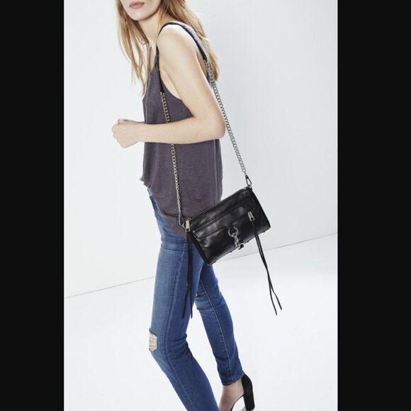 Rebecca Minkoff Mini MAC Crossbody Leather Periwinkle Vinca Zip Fringe Boho NEW - Picture 13 of 14